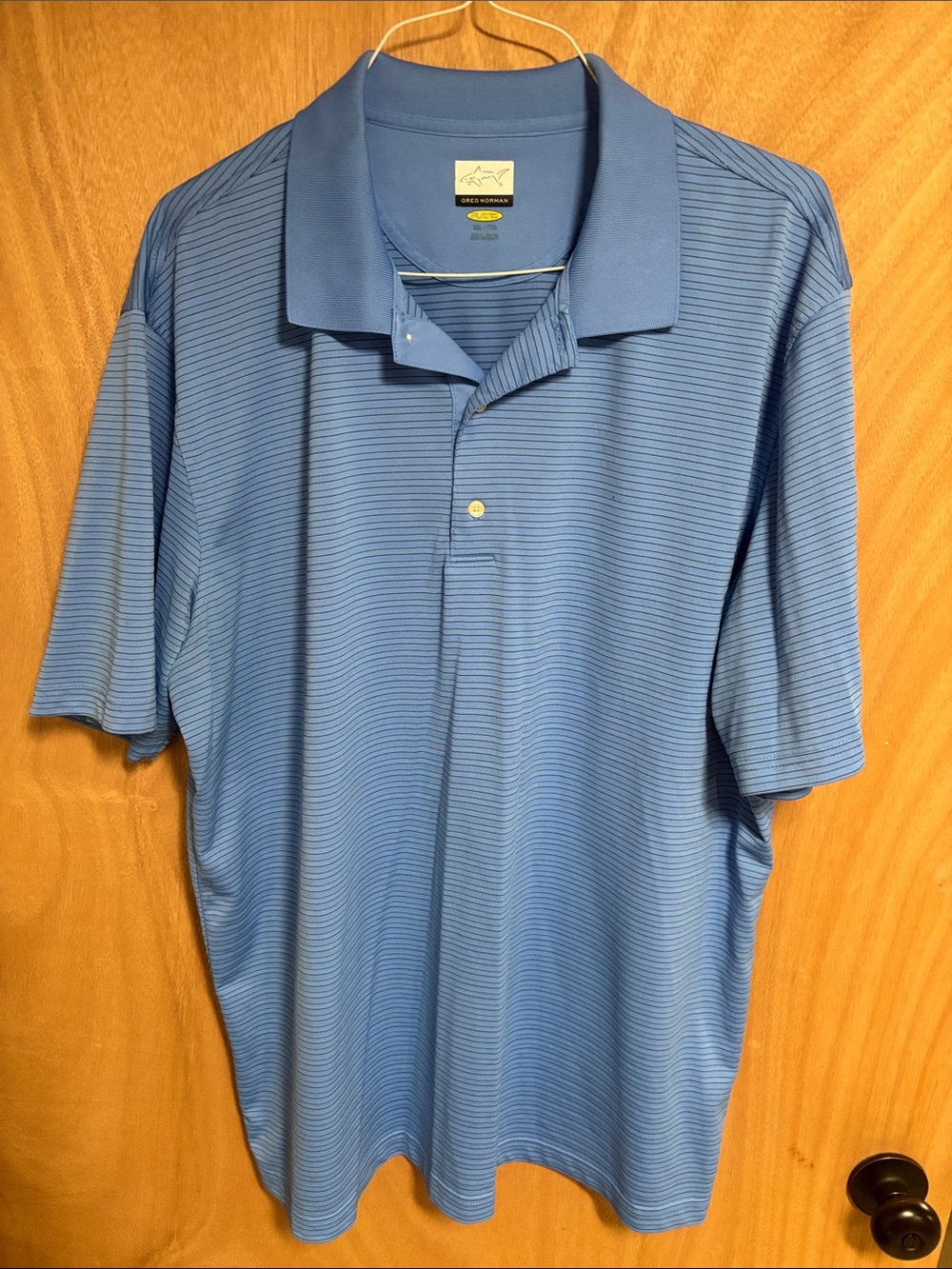 Greg Norman Collection Light Blue Micro-Stripe Polo
